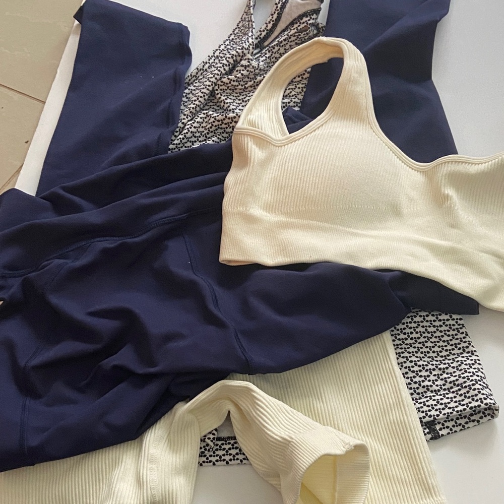 Cream and Navy Activewear Set